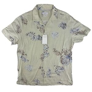 Porter & Ash Linen Blend Floral Button Up Shirt Mens XL Short Sleeve‎